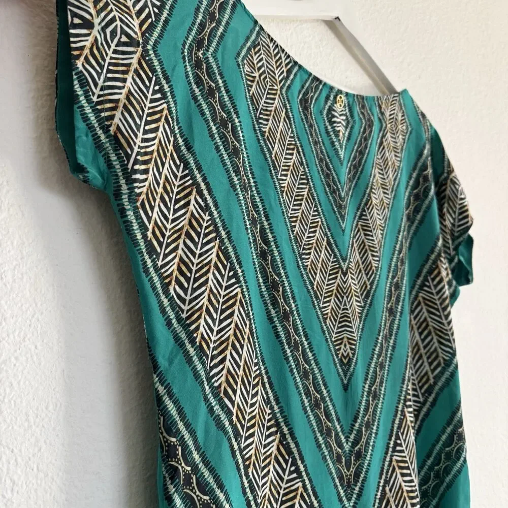 ViX Paula Hermanny 100% Silk Blue Turquoise Coverup Boho Euro Vacation Swim Sz S